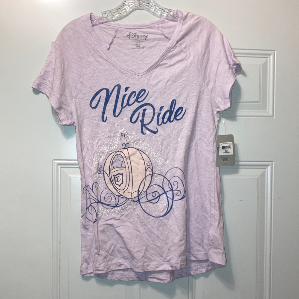 Disney Light Lavender Pajama Top with Blue Graphic and Cream Accents‎ S NWT
